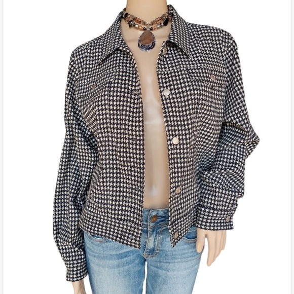 Country Wear Casuals Black & White Tweed Waist Length Jacket With Elbow … - Picture 3 of 11